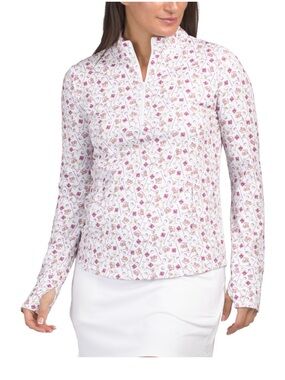 Cynthia Rowley golf and cocktails long sleeve shirt quarter zip jacket M